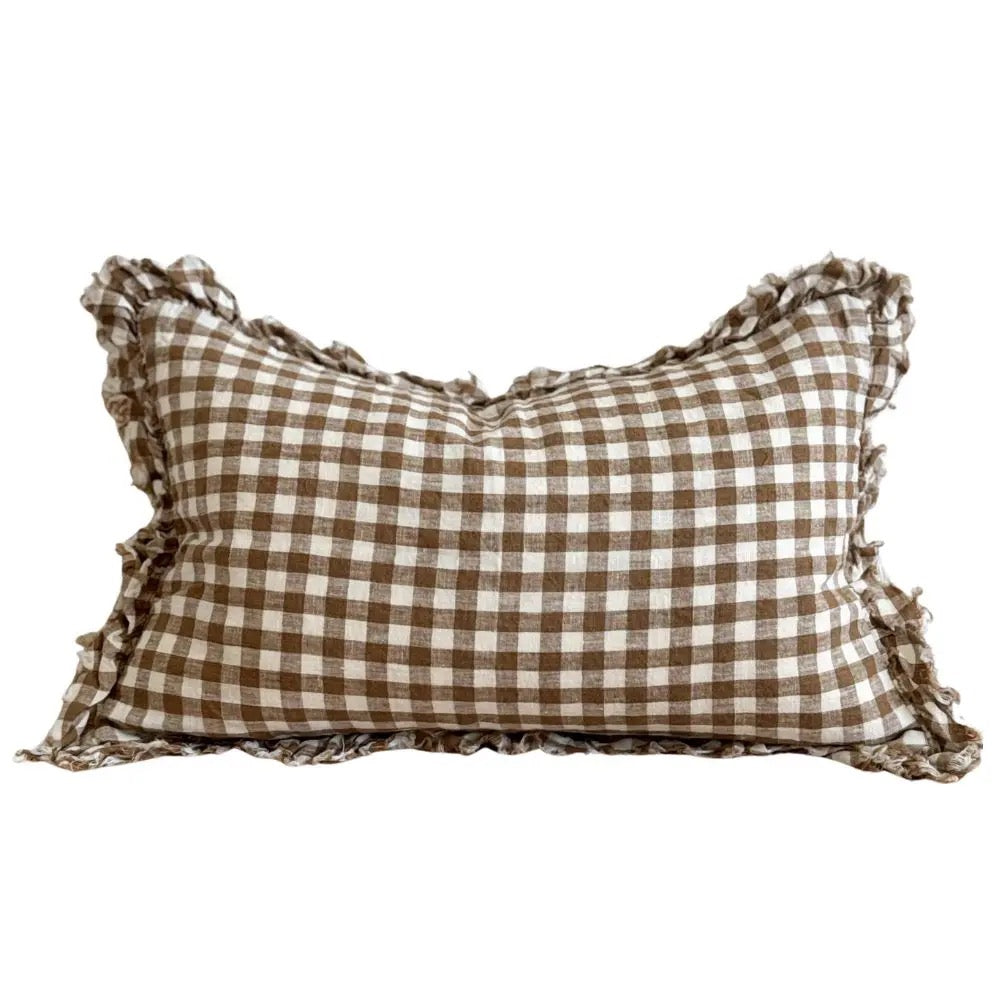 Hallie DK Brown Gingham Cushion - 2 sizes