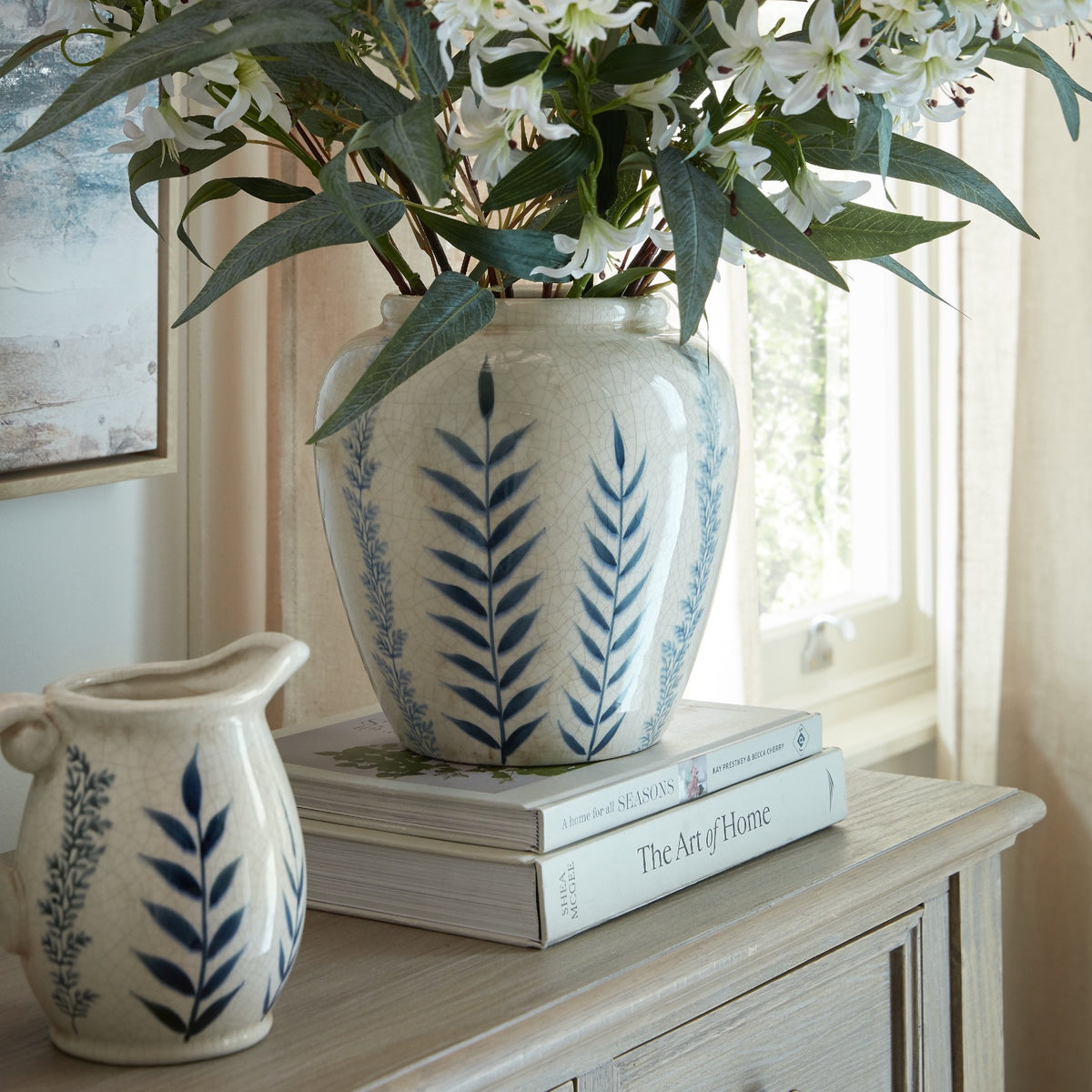 Blue Flora Amphora Vase - 2 sizes
