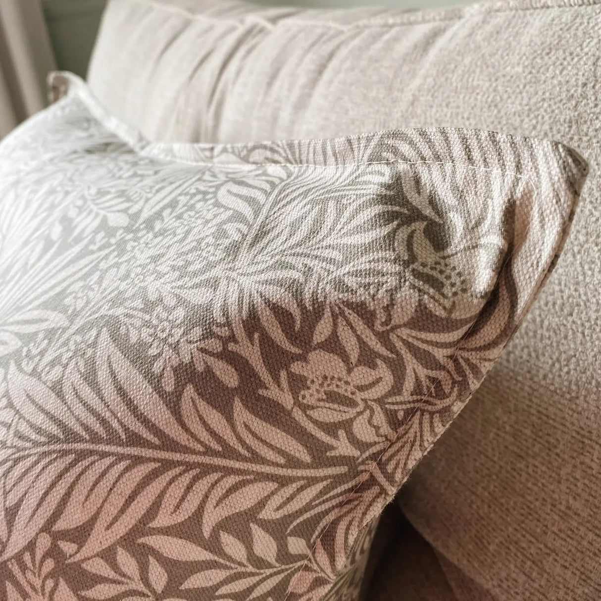 The Delilah Green Floral Oxford Edge Cushion