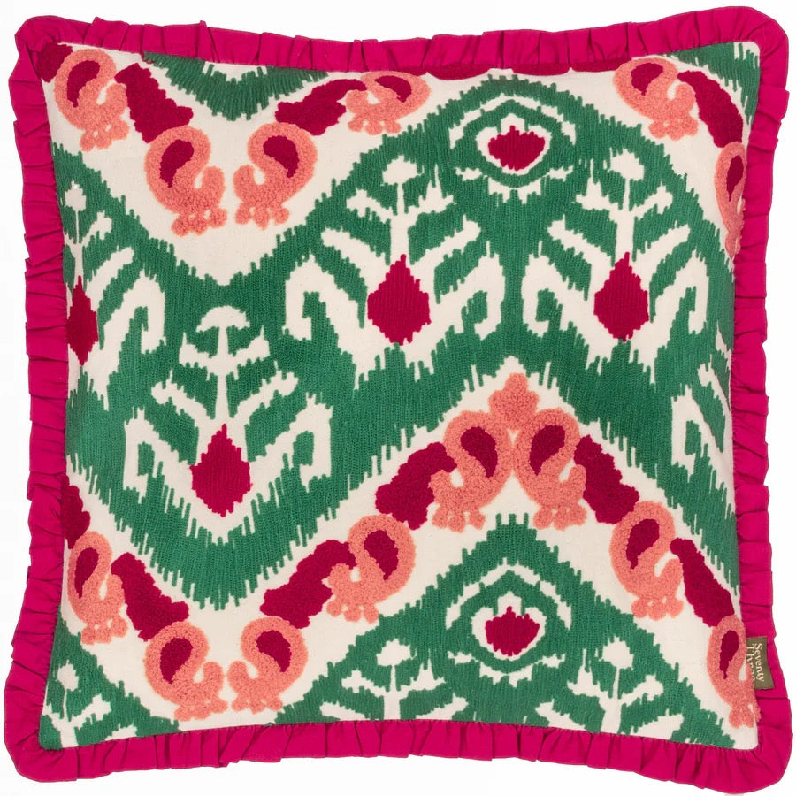 Henderson Embroided Cotton Cushion - 3 colour ways