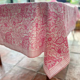 MEADOW SOFT PINK hand block printed tablecloth - 2 sizes