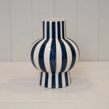 Painted Striped Ceramic Round Vase