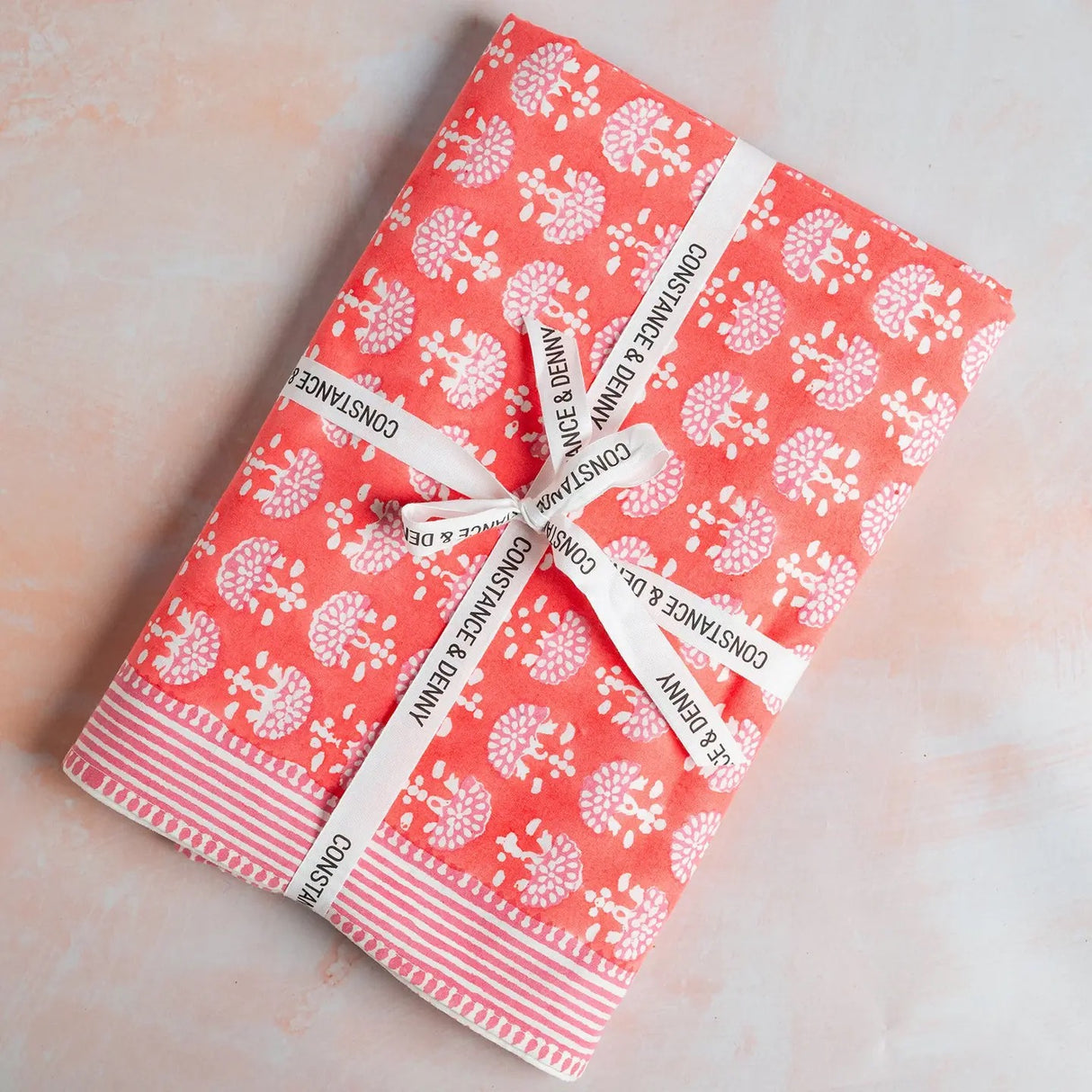 FAN CORAL hand block printed tablecloth - 2 sizes