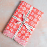 FAN CORAL hand block printed tablecloth - 2 sizes