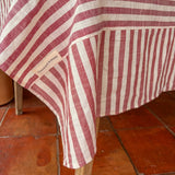 WOVEN CLAY STRIPE TABLECLOTH – 100% Cotton 2 sizes+Napkins