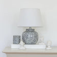 MORWENA CERAMIC ROUND LAMP WITH WHITE SHADE