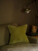 Indian Cotton Velvet Cushion - Lichen - 2 sizes