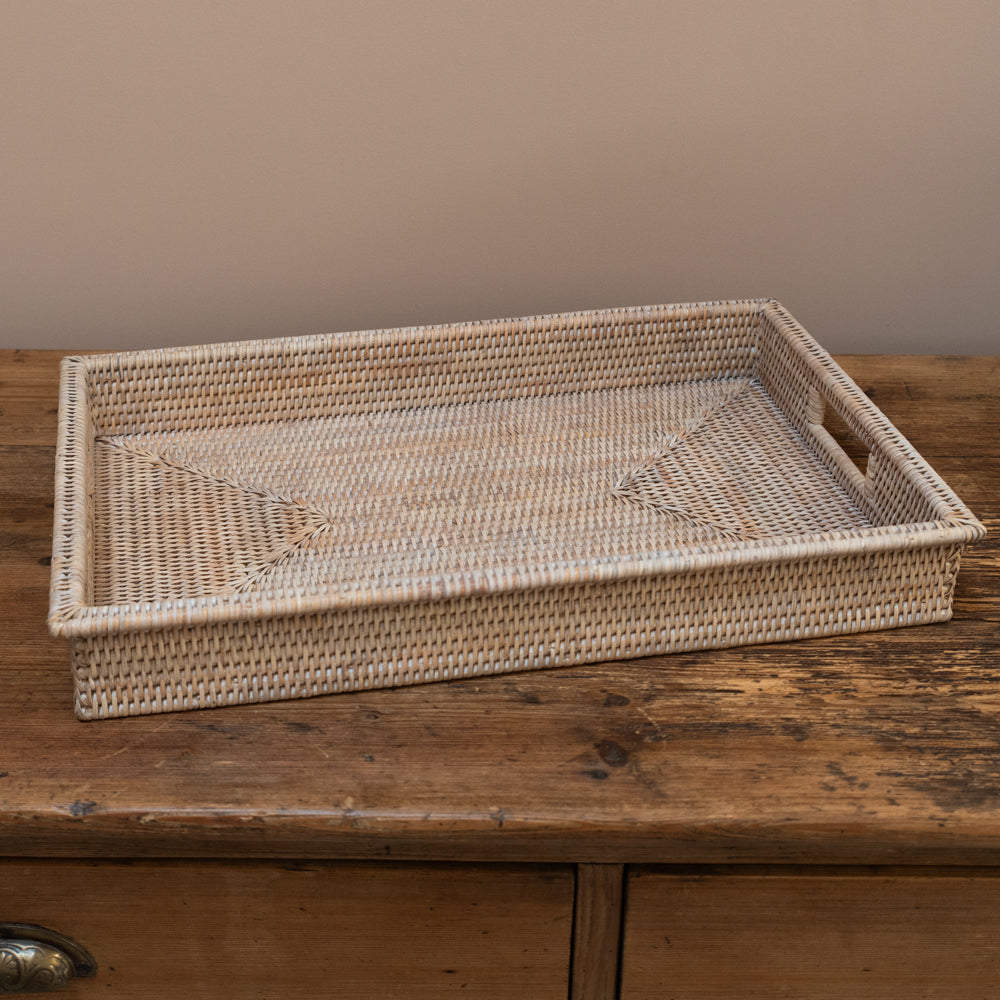 RATTAN RECTANGLE TRAY MED - LRG
