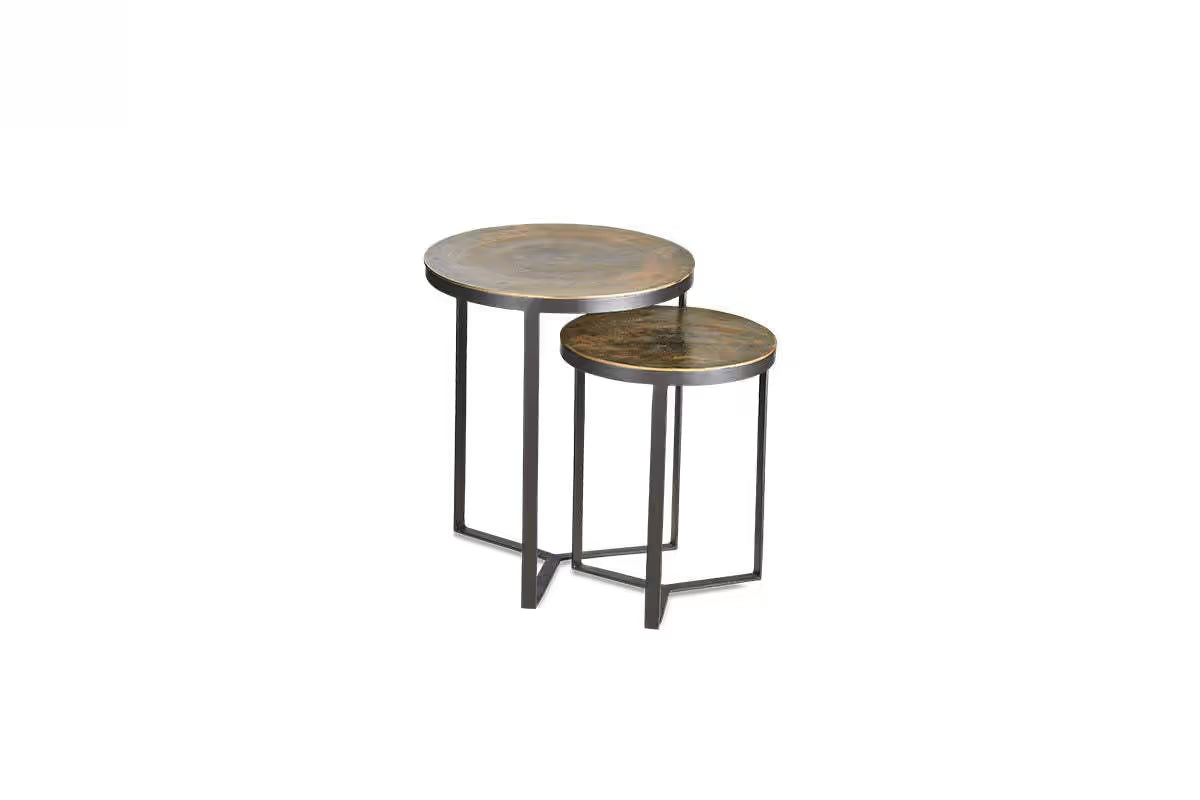 NKUKU - Maba nesting side tables in antique brass