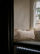 Block Print Frill Cushion - Taupe