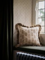 Blockprint Flower Cushion - Taupe