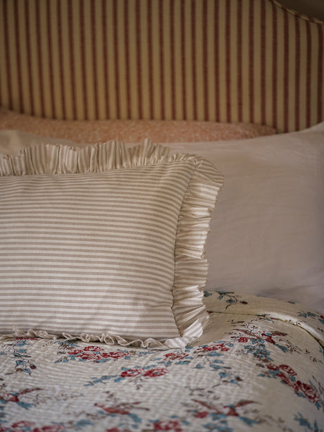 Striped Bolster Cushion with Frill - 90cm