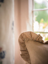 Stripe Frill Cushion - Brick
