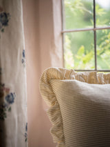 Stripe Frill Cushion - Taupe