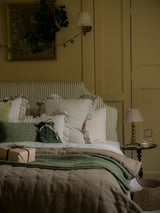 Indian Cotton Velvet Bedspread with Pinstripe reverse - Taupe