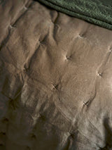 Indian Cotton Velvet Bedspread with Pinstripe reverse - Taupe