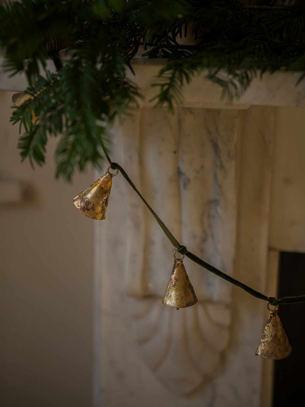 Jingle Bell Garland on Velvet Ribbon