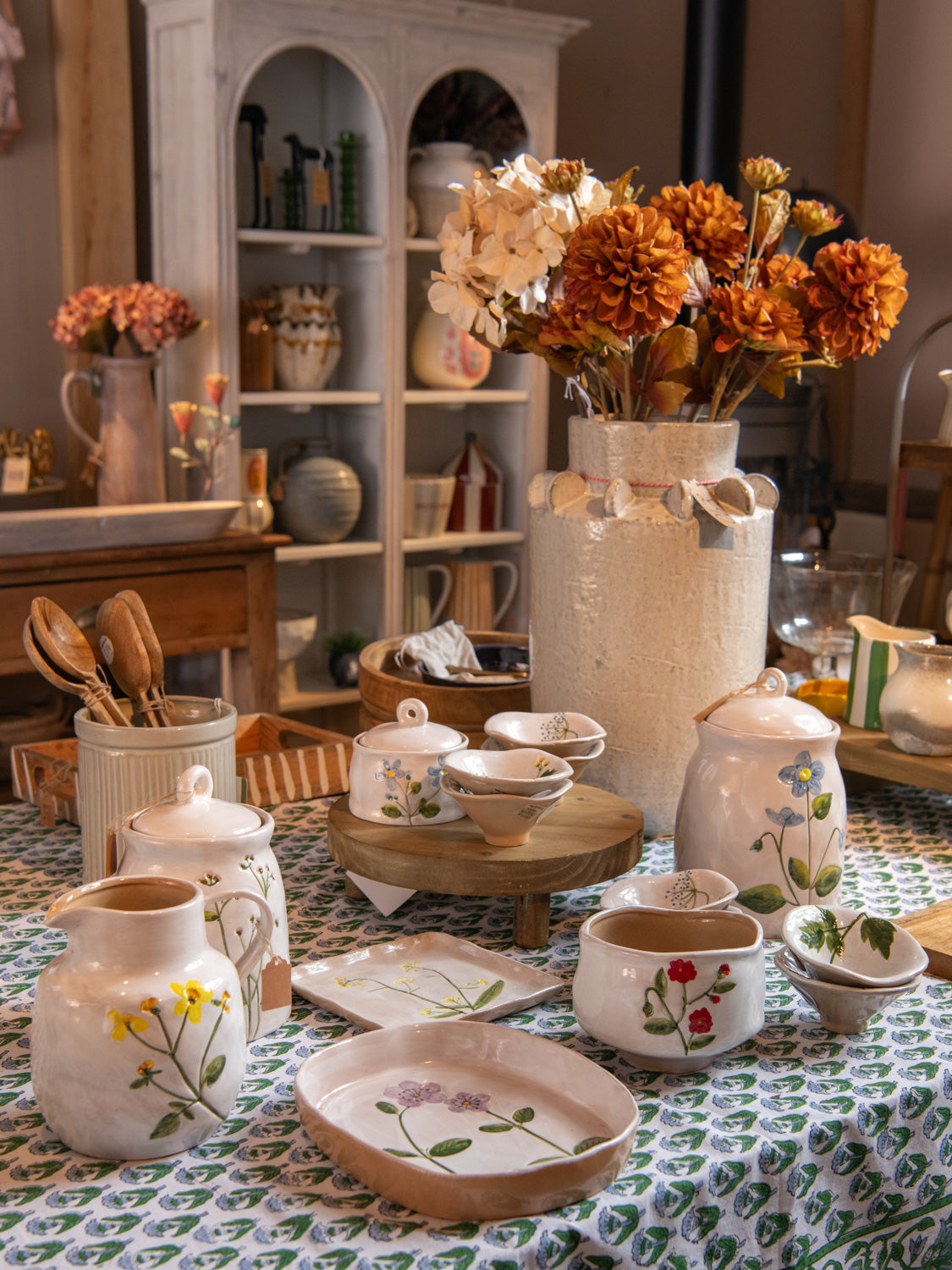 Stoneware Snack Bowl - Meadow/Blue Flower