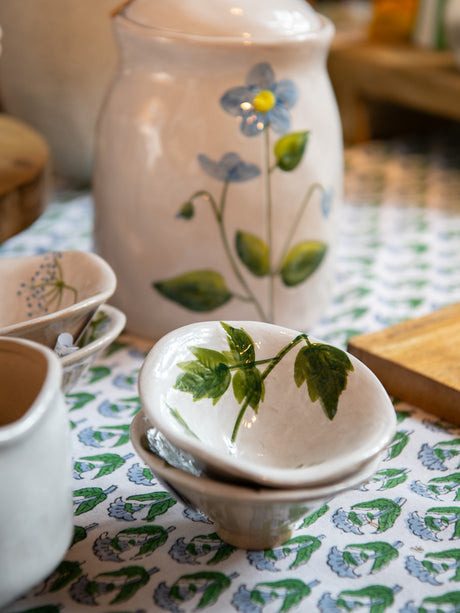 Stoneware Snack Bowl - Meadow/Yellow Flower