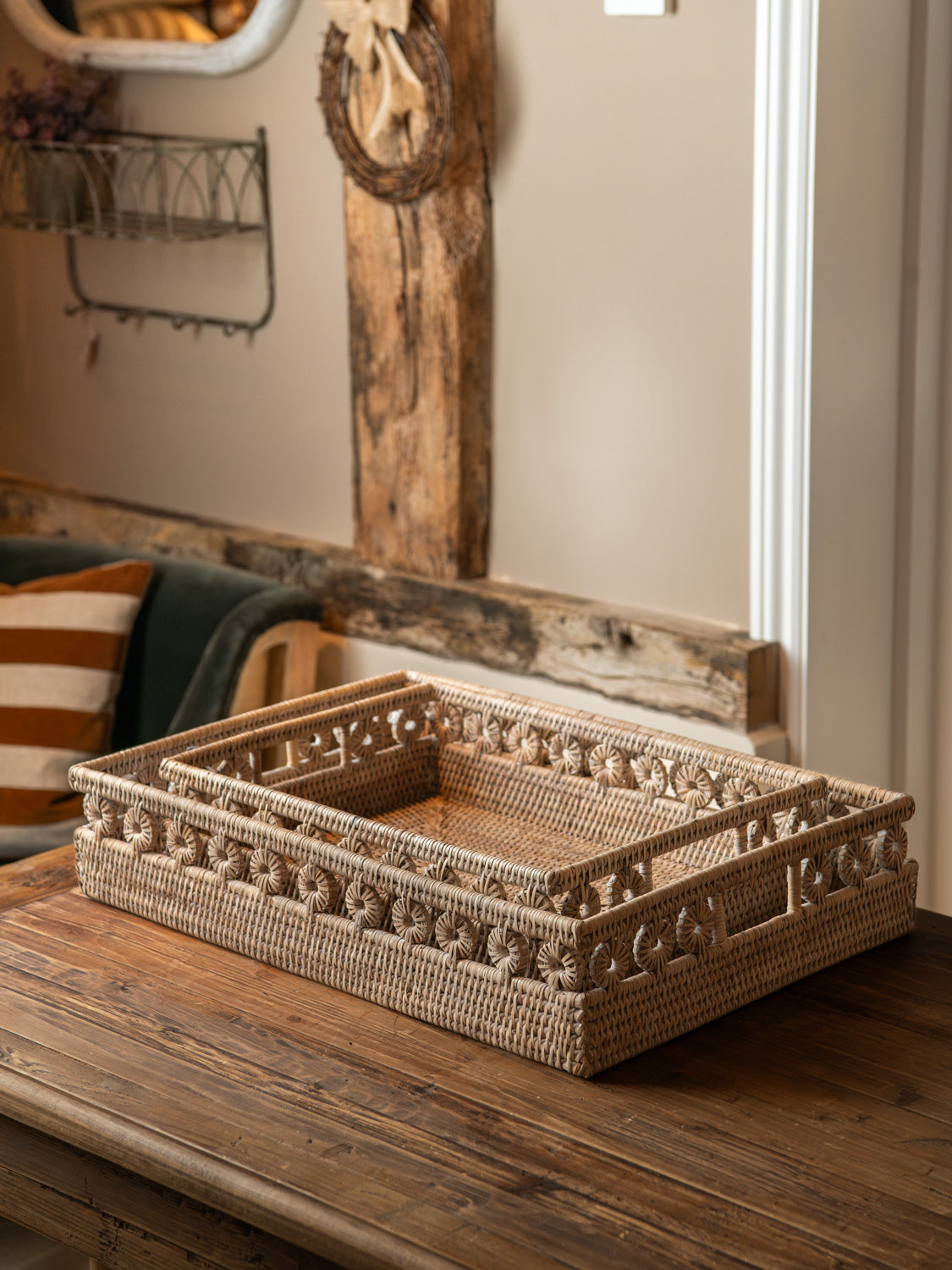 RATTAN RECTANGLE TRAYS - 2 sizes