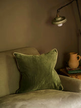 Indian Cotton Velvet Cushion - Moss - 2 Sizes
