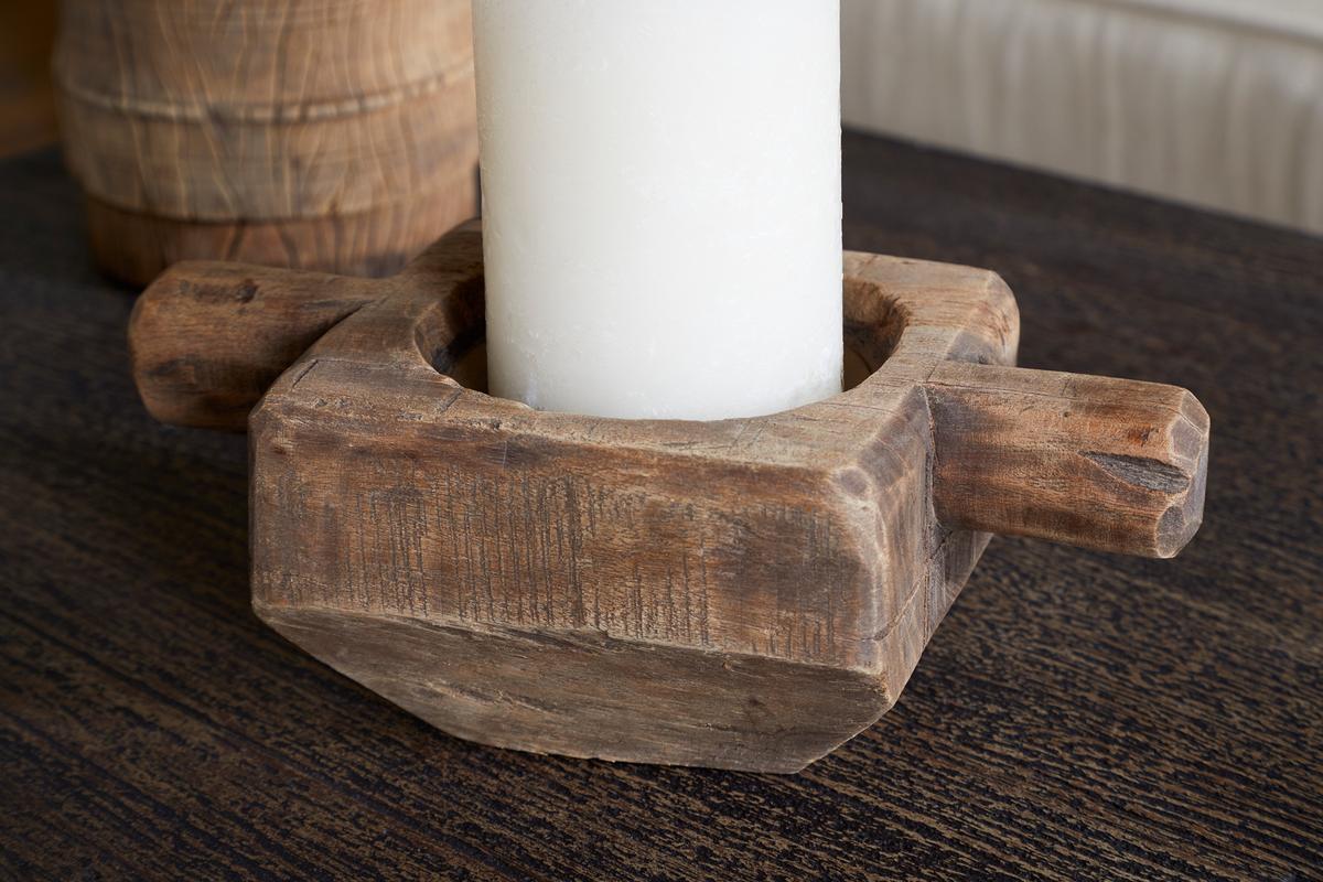 Apu Reclaimed Wood Traditional Candle Holder - Natural - NKUKU