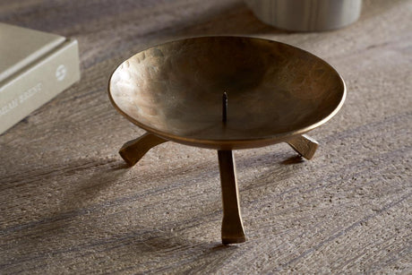 Kalik Candle Holder - Antique Brass - NKUKU