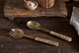 Abani Salad Servers - Antique Brass - NKUKU