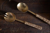 Abani Salad Servers - Antique Brass - NKUKU