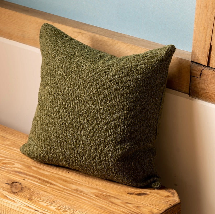Moss Green Boucle Cushion