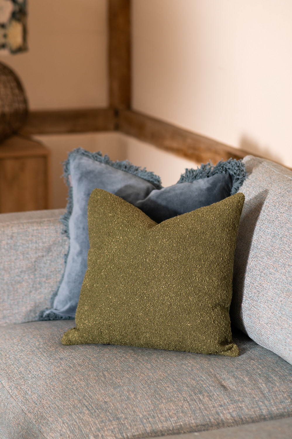 Moss Green Boucle Cushion