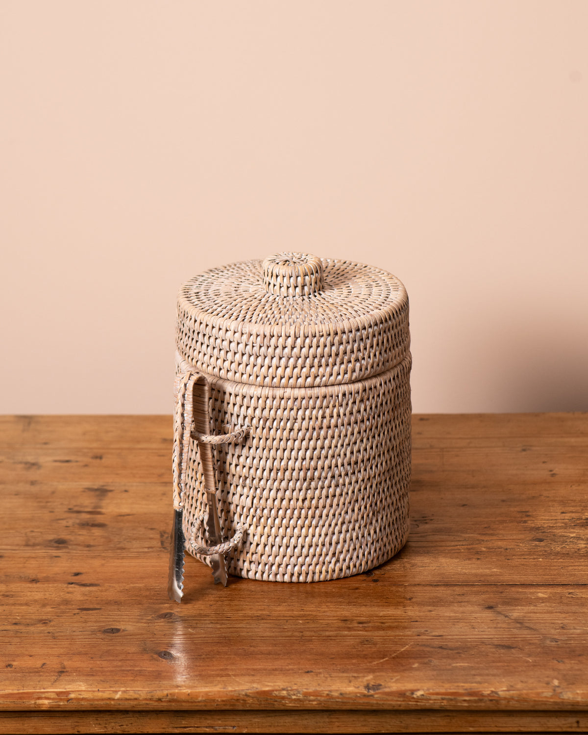 Rattan Ice Box with tongs