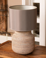 RATTAN LAMPBASE WHITE (no shade)
