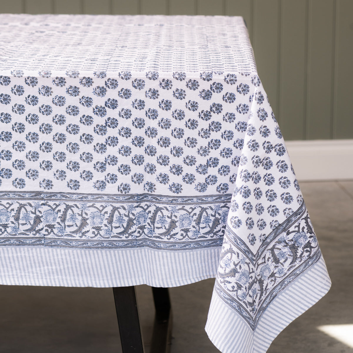 NEW- Whispers Cotton Hand Block Printed Tablecloth - 2 sizes – Olive ...