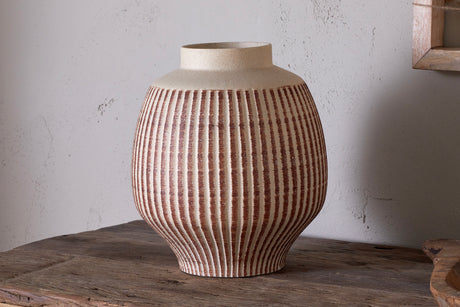 Perola Reactive Glaze Decorative Vase - Natural & Rust - Large
