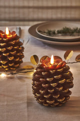 LED Pinecone Candle 12.5cm (Gold)