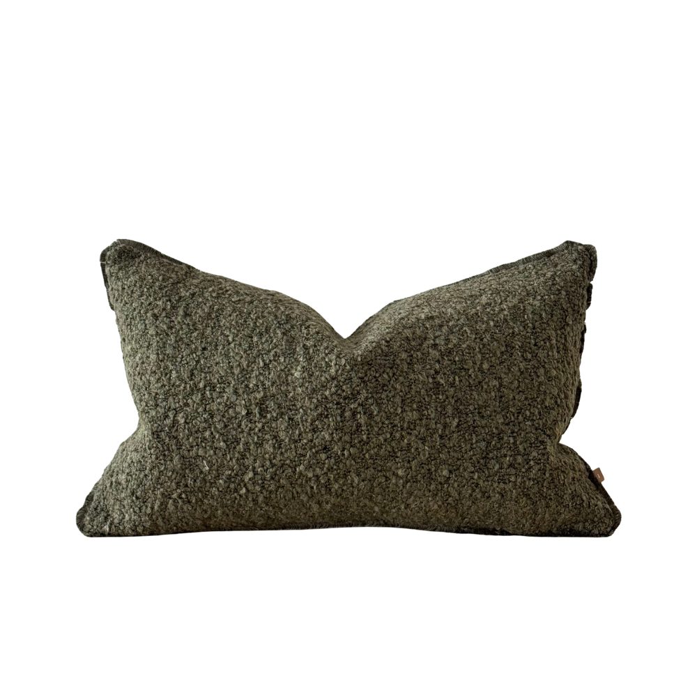 Sofia Olive Green Boucle Cushion 50x30cm