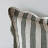 Chloe Sage Stripe Scalloped Edge Cushion 45cm
