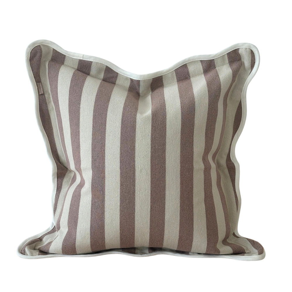 Chloe Dusty Pink Stripe Scalloped Edge Cushion 45cm