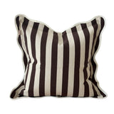 Chloe Dark Brown Stripe Scalloped Edge Cushion 45x45cm