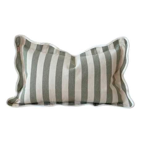 Chloe Sage Stripe Scalloped Edge Cushion 45cm