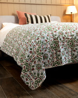 Kantha Throw - Green with hints of Rust and Blue