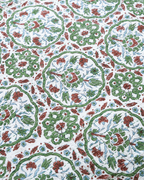 Kantha Throw - Green with hints of Rust and Blue