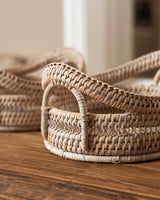 RATTAN, SET OF 2 DECORATIVE OVAL BASKETS