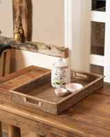 RATTAN RECTANGLE TRAYS - NUDE WASH- 2 SIZES