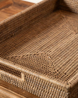 RATTAN RECTANGLE TRAYS - NUDE WASH- 2 SIZES
