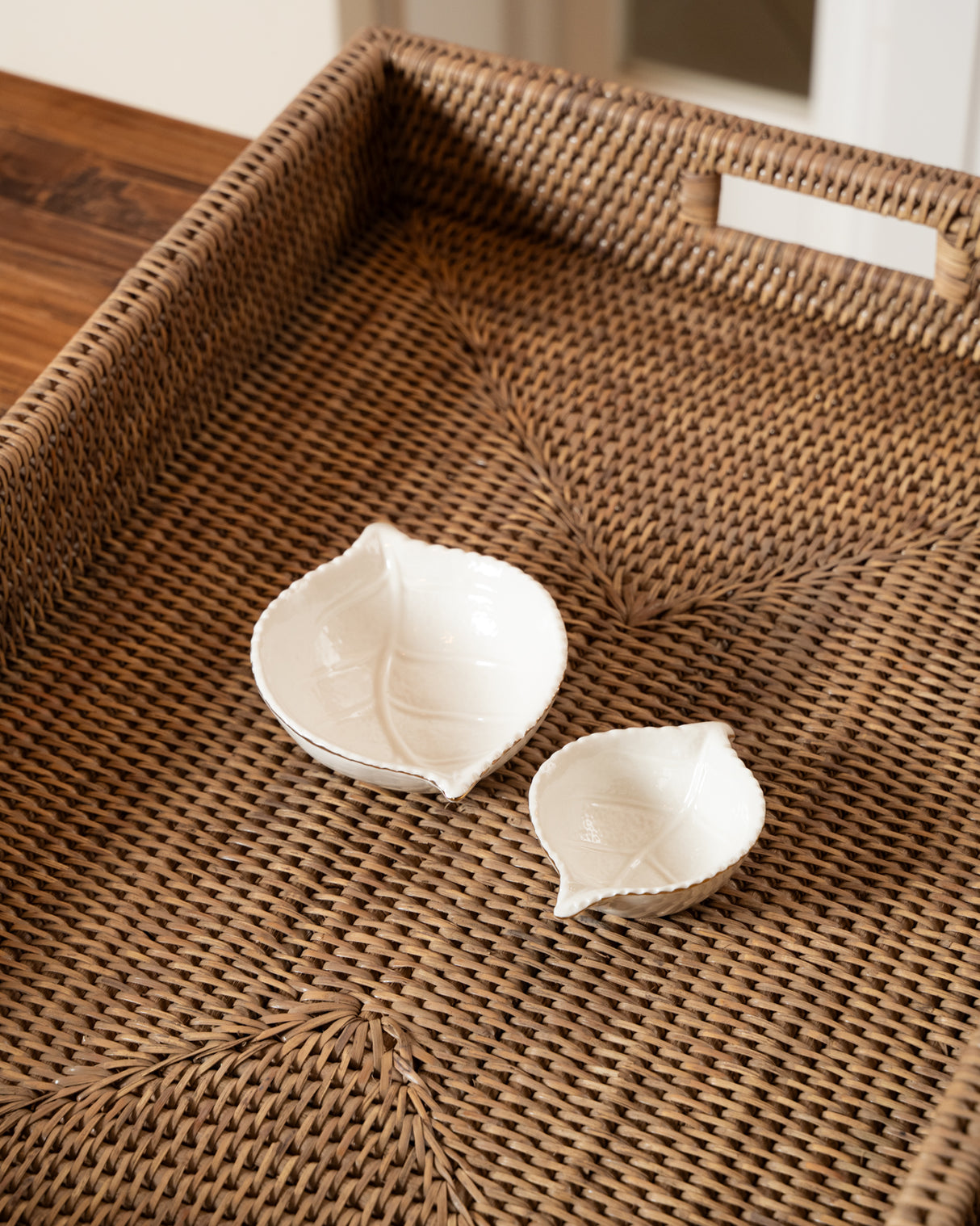 RATTAN RECTANGLE TRAYS - NUDE WASH- 2 SIZES