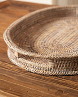 RATTAN DECORATIVE OVAL TRAYS DOUBLE RIM- 2 SIZES