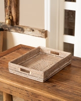 RATTAN, DECORATIVE RECTANGLE TRAYS - 2 SIZES
