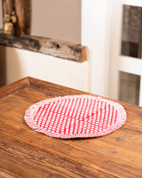 Block print round place mat with frill S/6